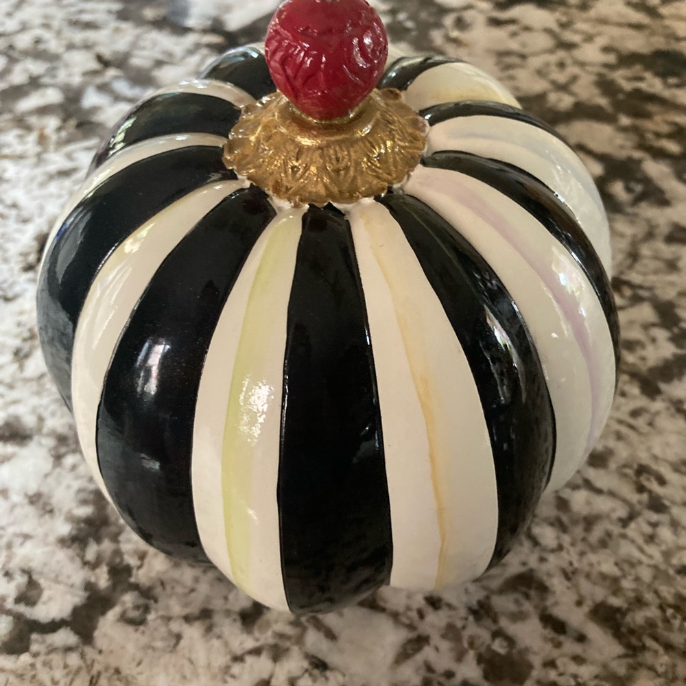 Mackenzie Childs stripe pumpkin 6.5 inches height